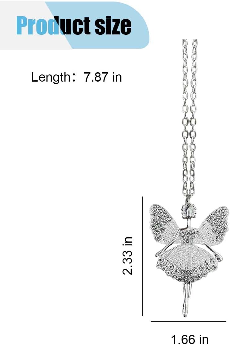 LHDOS Bling Ballerina Dancer Car Mirror Hanging Accessories, Crystal Diamond Car Interior Ornament Pendant for Women, Lucky Rear View Mirror Charm for Auto Decoration Present - Image 1